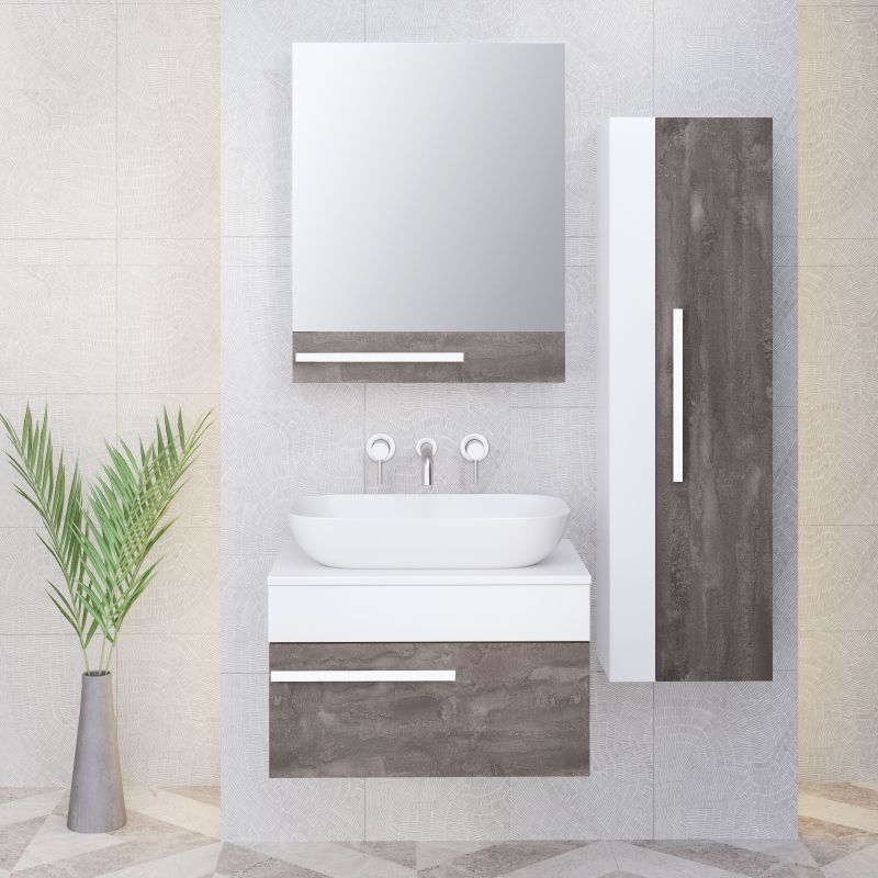 Зеркальный шкаф Runo Вудлайн 60 правый 00-00001345 Железный камень Белый