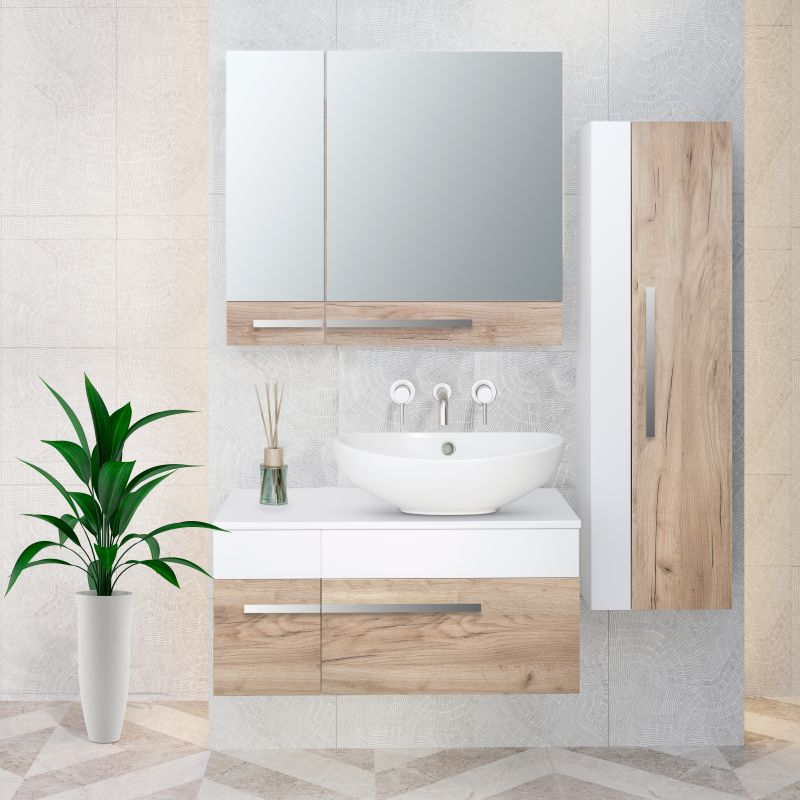 Зеркальный шкаф Runo Вудлайн 85 00-00001348 Крафтовый дуб 