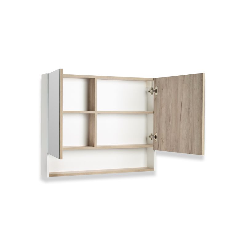 Зеркальный шкаф Runo Бари 80 00-00001383 Крафт дуб Белый