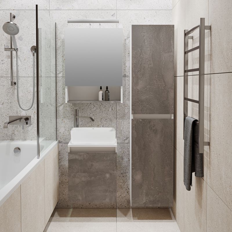 Зеркальный шкаф Runo Бари 40 00-00001384 Железный камень Белый