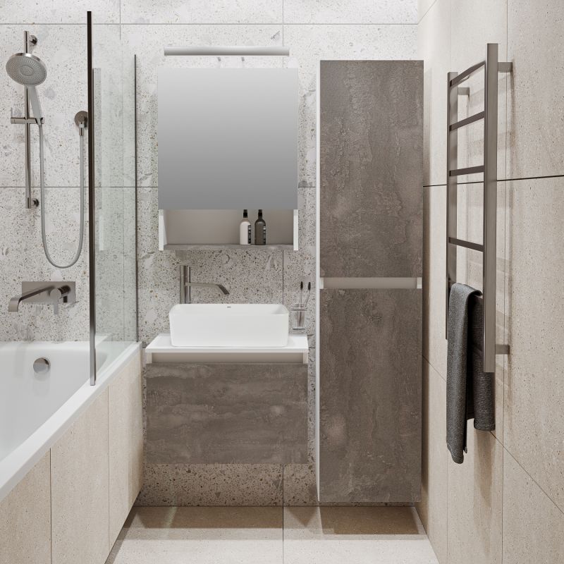 Зеркальный шкаф Runo Бари 60 00-00001386 Железный камень Белый