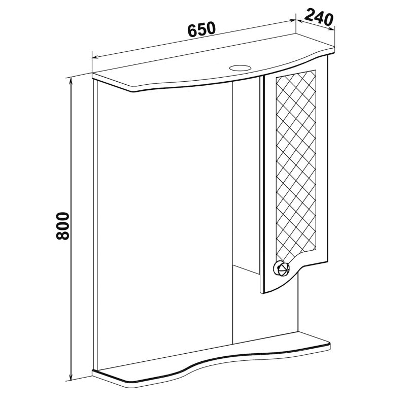 Зеркало со шкафом Runo Милано 65 R УТ000002097 с подсветкой Белое