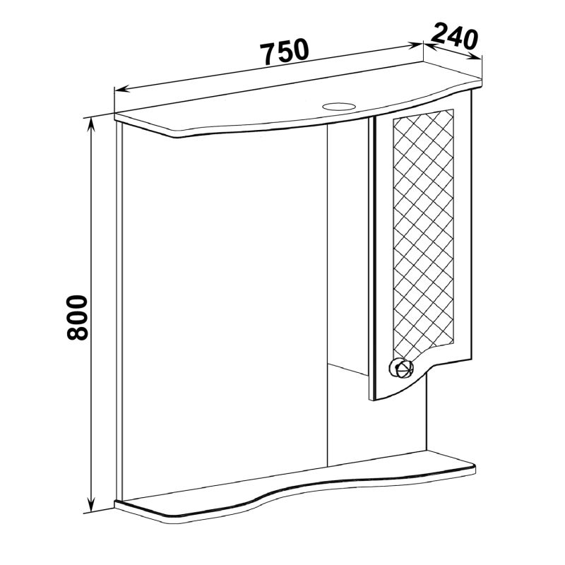 Зеркало со шкафом Runo Милано 75 R УТ000002098 с подсветкой Белое