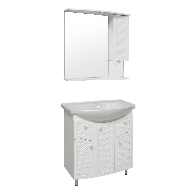 Зеркало со шкафом Runo Милано 75 R УТ000002098 с подсветкой Белое