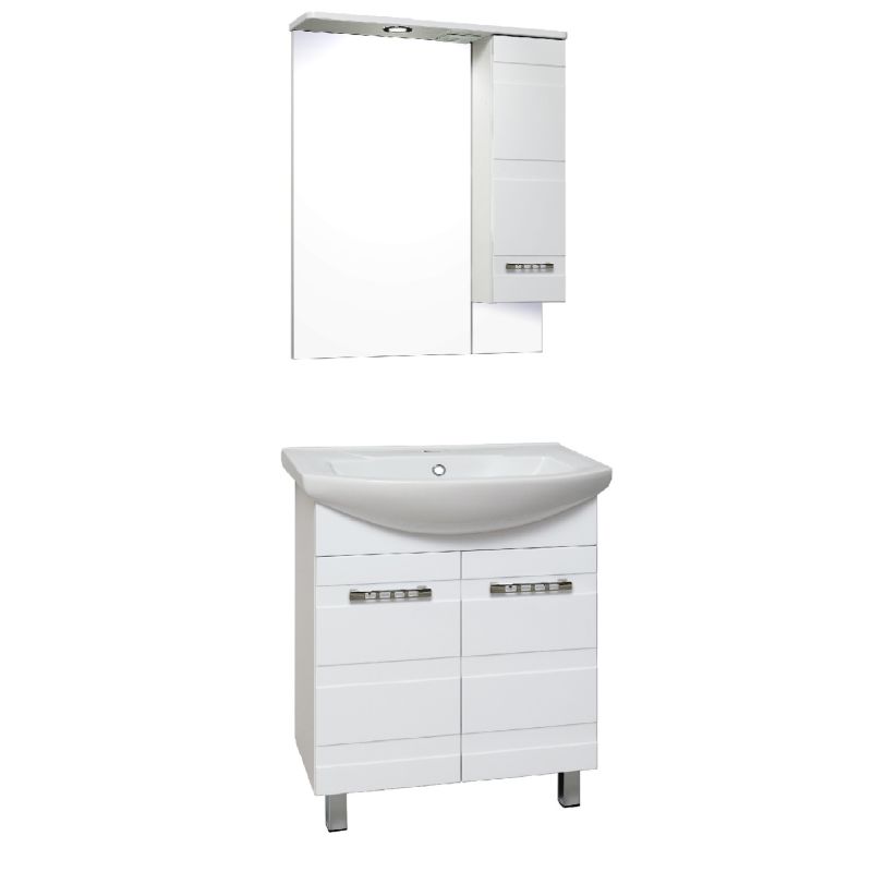 Зеркало со шкафом Runo Турин 65 R УТ000002103 с подсветкой Белое