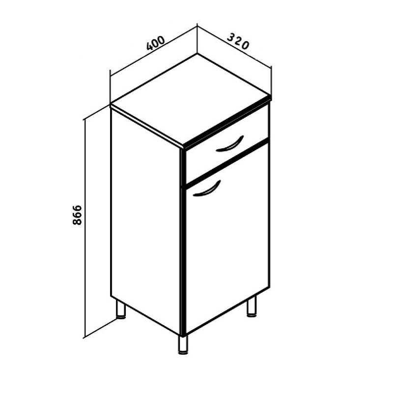 Тумба Runo Эконом 40 R 00000000117 Белая
