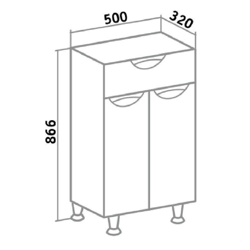 Шкаф полупенал Runo Барселона 50 УТ000002342 Белая