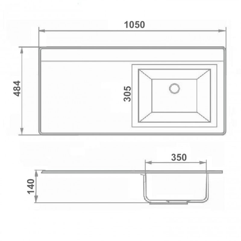 Раковина над стиральной машиной 105x48,4 см Runo Гамма 00-00001120 Белая