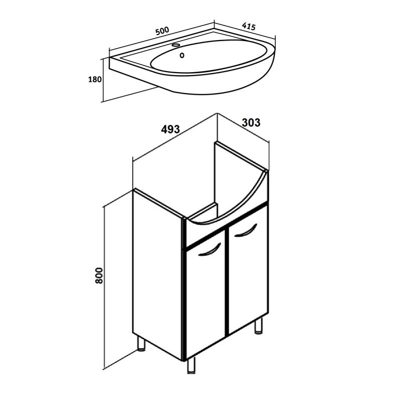 Тумба под раковину Runo Уют 50 00000000065 Белая