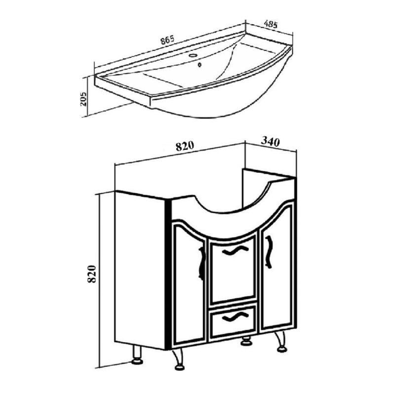 Тумба под раковину Runo Севилья 85 00000000597 Белая