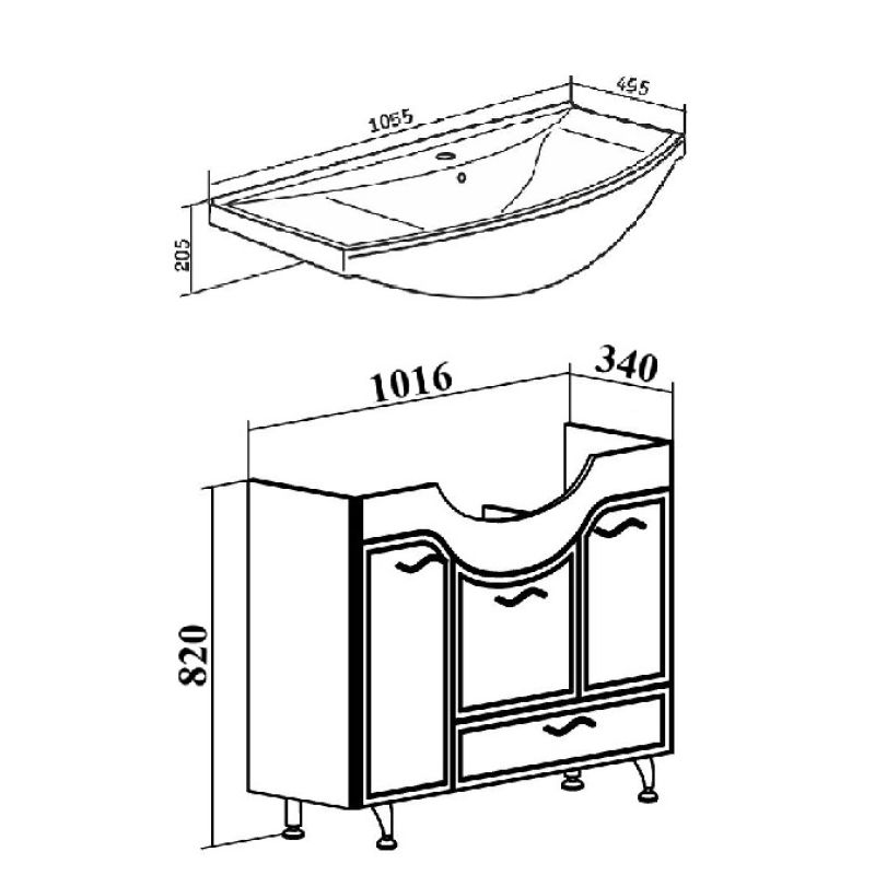 Тумба под раковину Runo Севилья 105 00000000598 Белая