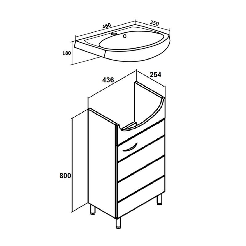 Тумба под раковину Runo Кипарис 45 00000000880 Белая
