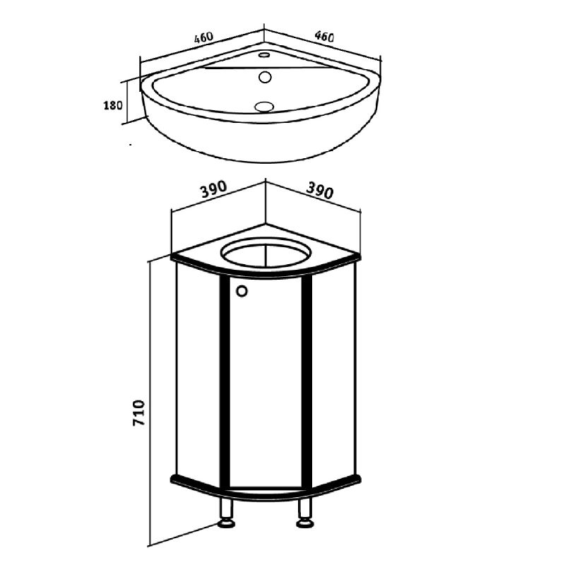 Тумба под раковину Runo Браво 40 00000000947 угловая Белая
