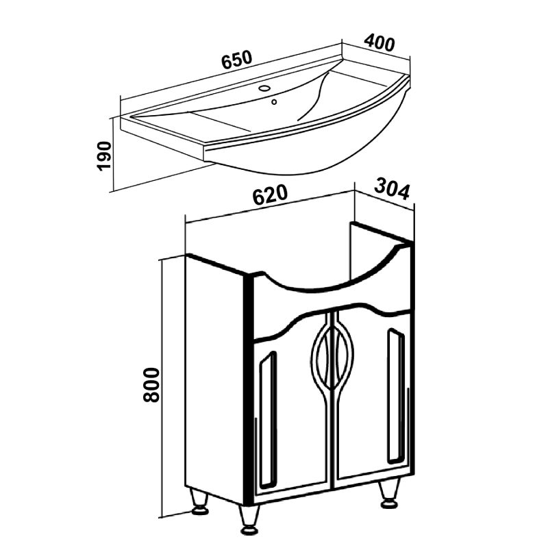 Тумба под раковину Runo Толедо 65 00000001038 Белая
