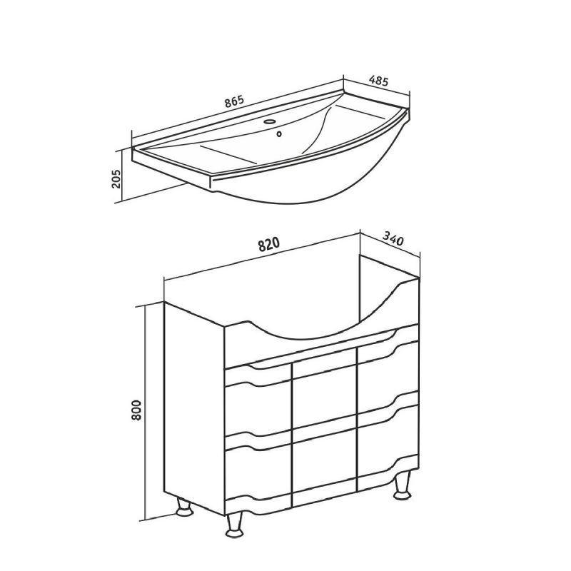 Тумба под раковину Runo Стиль 85 00000001113 Белая