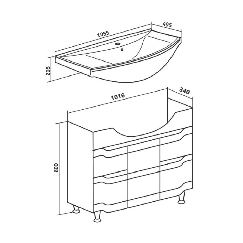 Тумба под раковину Runo Стиль 105 00000001118 Белая