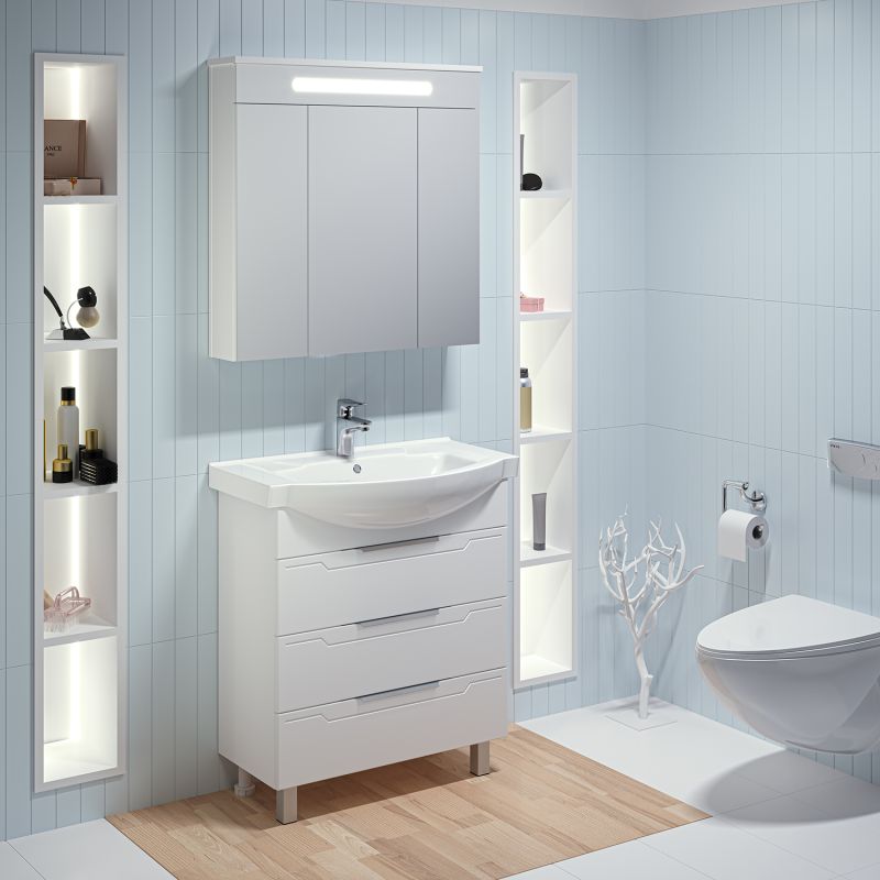 Тумба под раковину Runo Эко 60 00000001144 Белая Лиственница