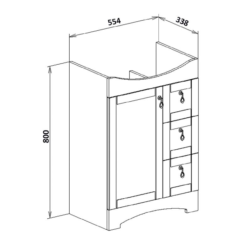 Тумба под раковину Runo Мерида 60 00-00000823 Белая