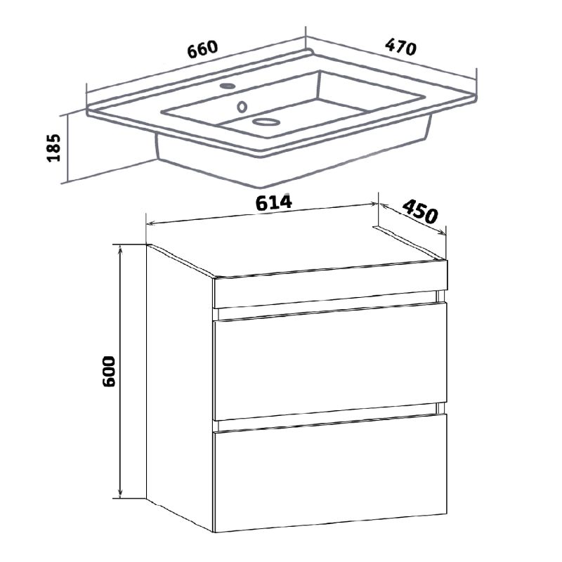 Тумба под раковину Runo Манхэттен 65 00-00001018 Серый бетон Белая