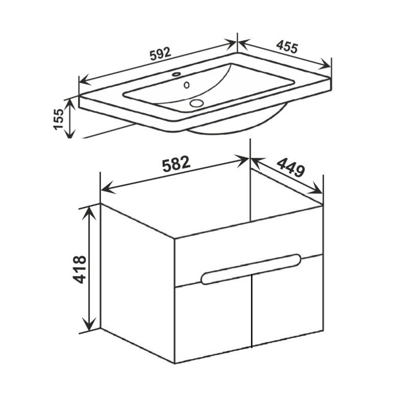 Тумба под раковину Runo Парма 60 00-00001037 подвесная Белая