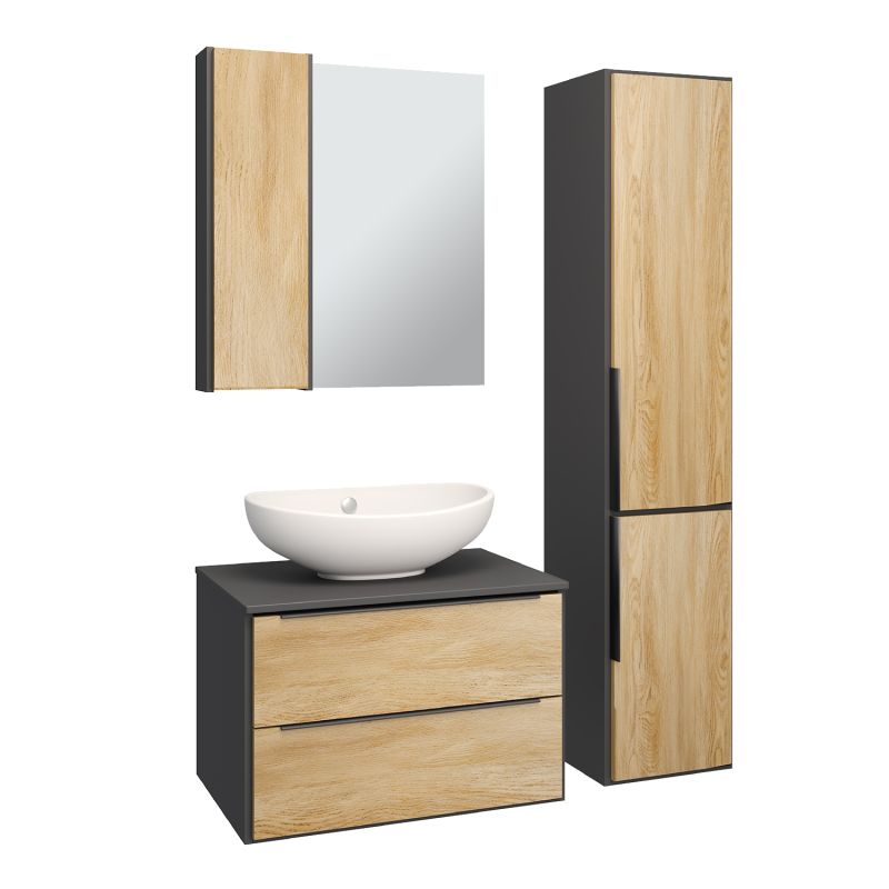 Тумба под раковину Runo Мальта 70 00-00001097 Дуб Черная