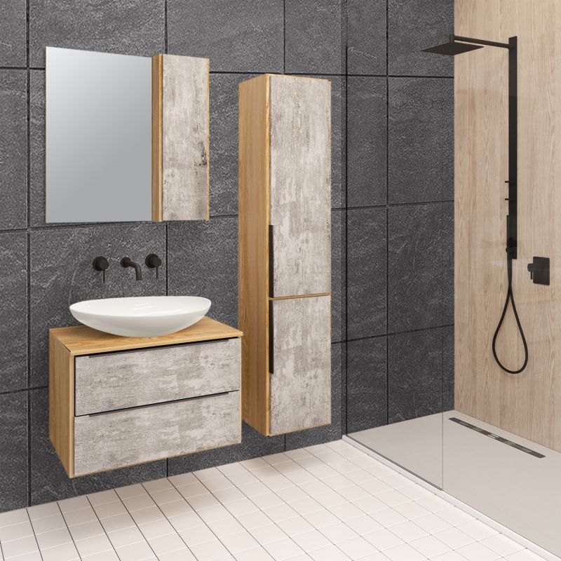 Тумба под раковину Runo Мальта 70 00-00001098 Серая Дуб