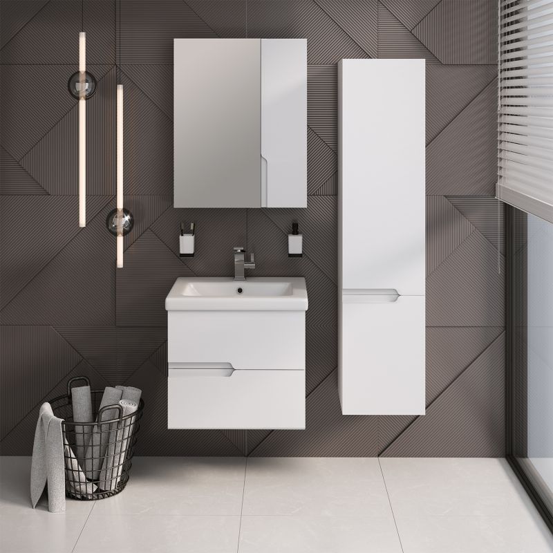 Тумба под раковину Runo Стокгольм 60 00-00001123 подвесная Белая