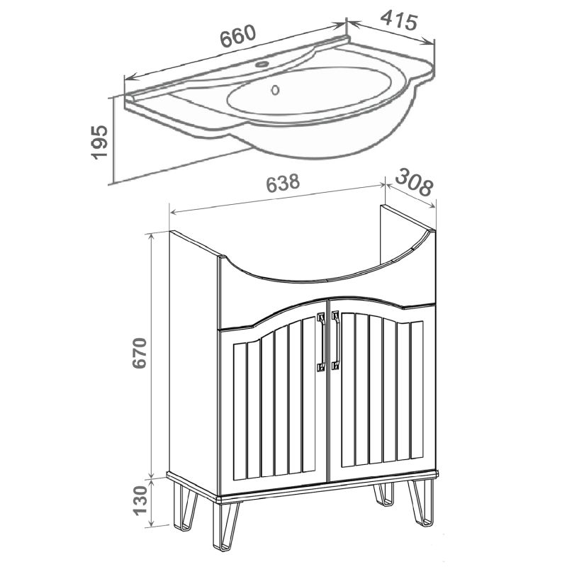 Тумба под раковину Runo Марсель 65 00-00001217 Мята