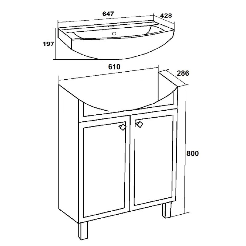 Тумба под раковину Runo Римини 65 00-00001273 Мята