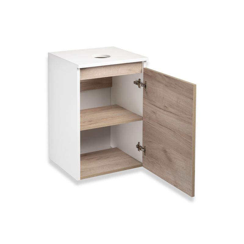 Тумба под раковину Runo Бари 40 00-00001372 подвесная Крафт дуб Белая