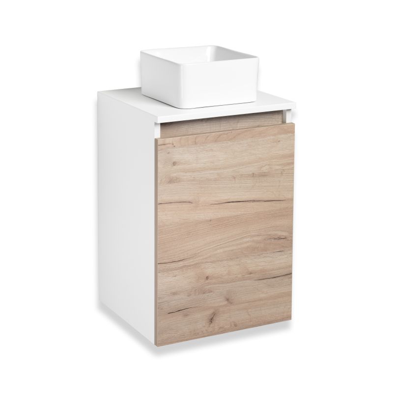Тумба под раковину Runo Бари 40 00-00001372 подвесная Крафт дуб Белая