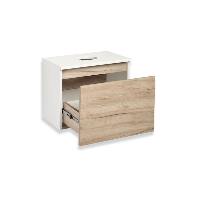 Тумба под раковину Runo Бари 50 00-00001373 подвесная Крафт дуб Белая