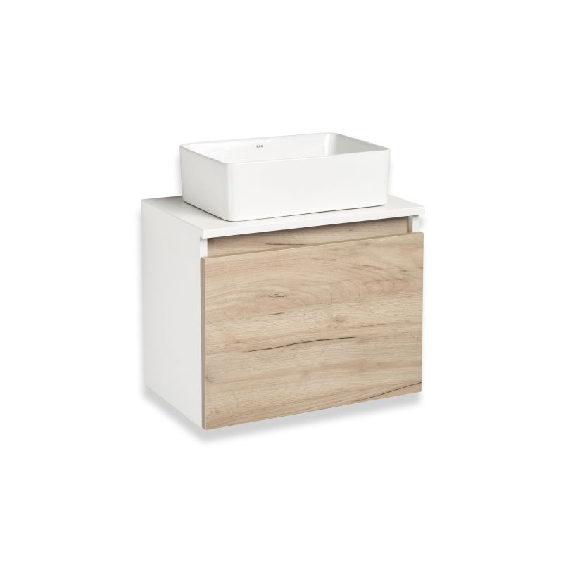 Тумба под раковину Runo Бари 50 00-00001373 подвесная Крафт дуб Белая