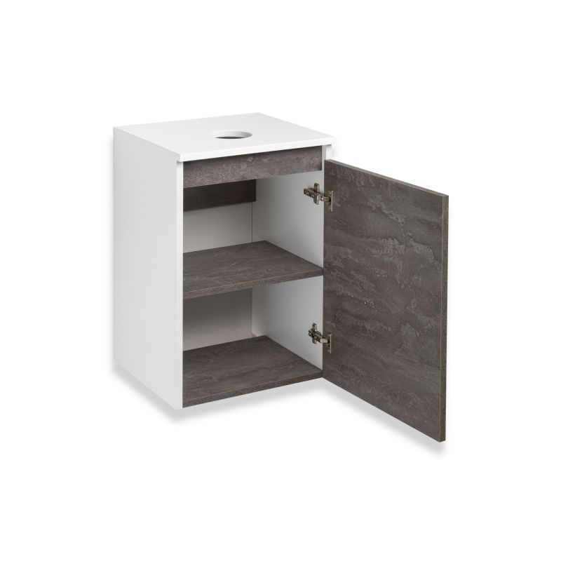 Тумба под раковину Runo Бари 40 00-00001376 подвесная Железный камень Белая