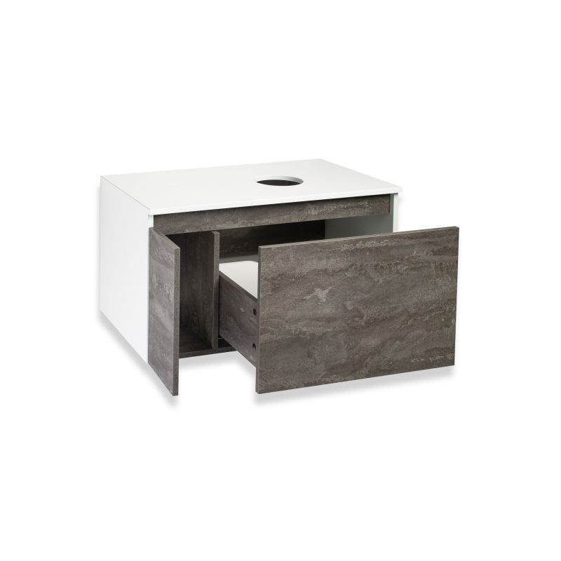 Тумба под раковину Runo Бари 80 00-00001379 подвесная Железный камень Белая