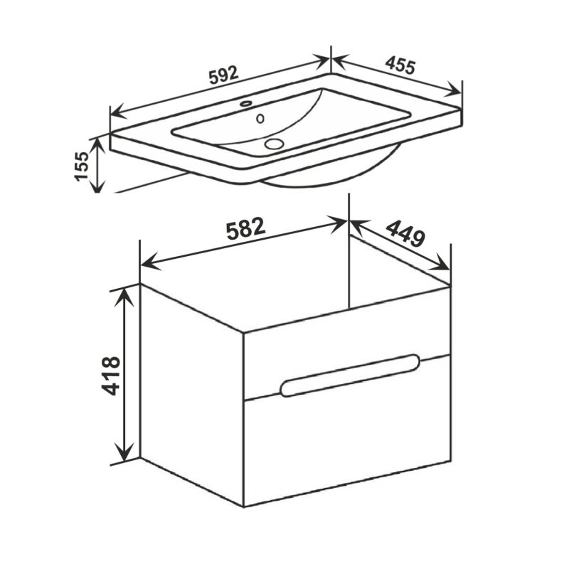 Тумба под раковину Runo Парма 60 00-00001428 подвесная Графит