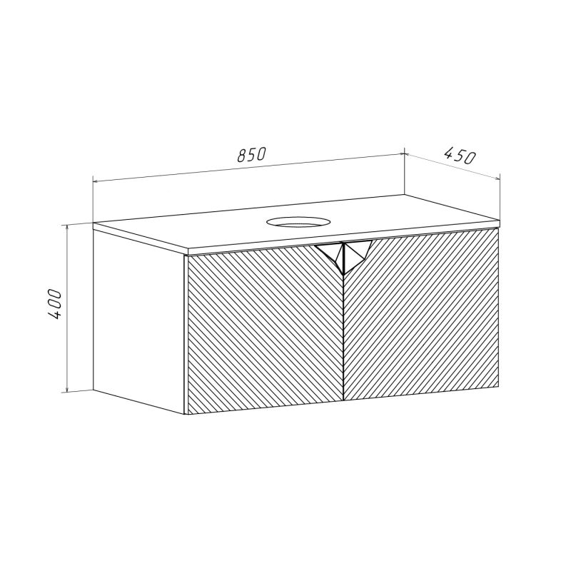 Тумба под раковину Runo Андорра 85 00-00002016 подвесная Темно-зеленая Дуб коньячный