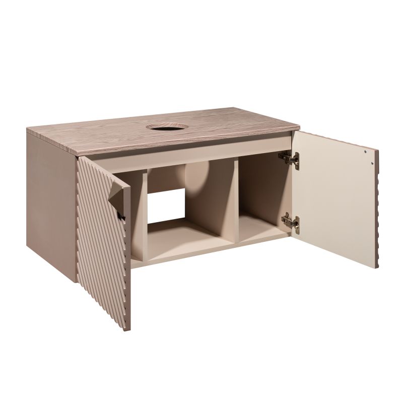 Тумба под раковину Runo Андорра 85 00-00002017 подвесная Кашемир серый Дуб какао