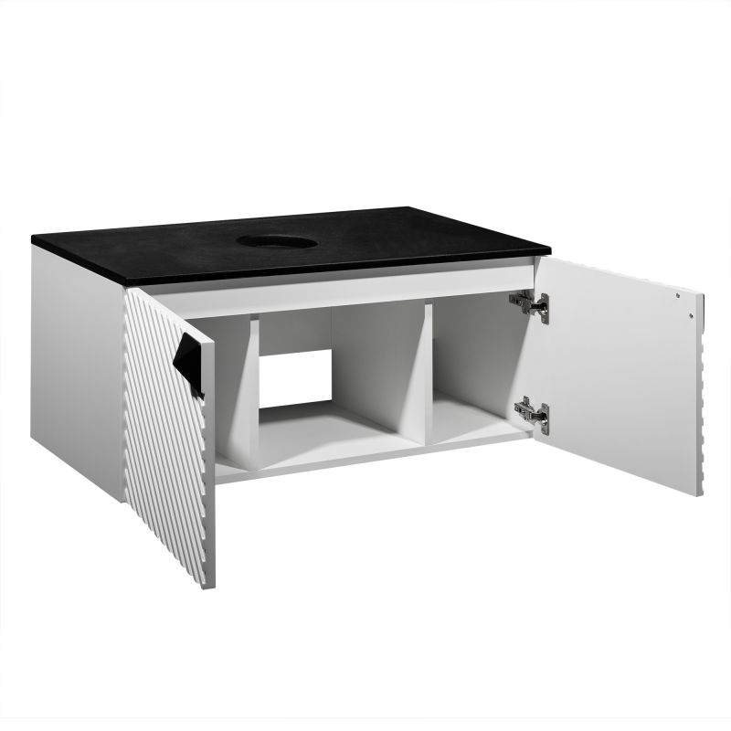 Тумба под раковину Runo Андорра 85 00-00002018 подвесная Белая матовая Черная