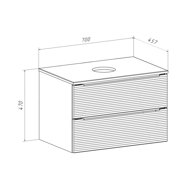 Тумба под раковину Runo Орлеан 70 00-00002021 подвесная Серый Чёрный