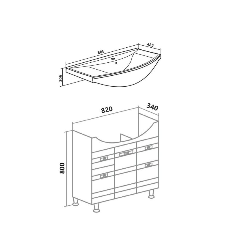 Тумба под раковину Runo Турин 85 УТ000002095 Белая