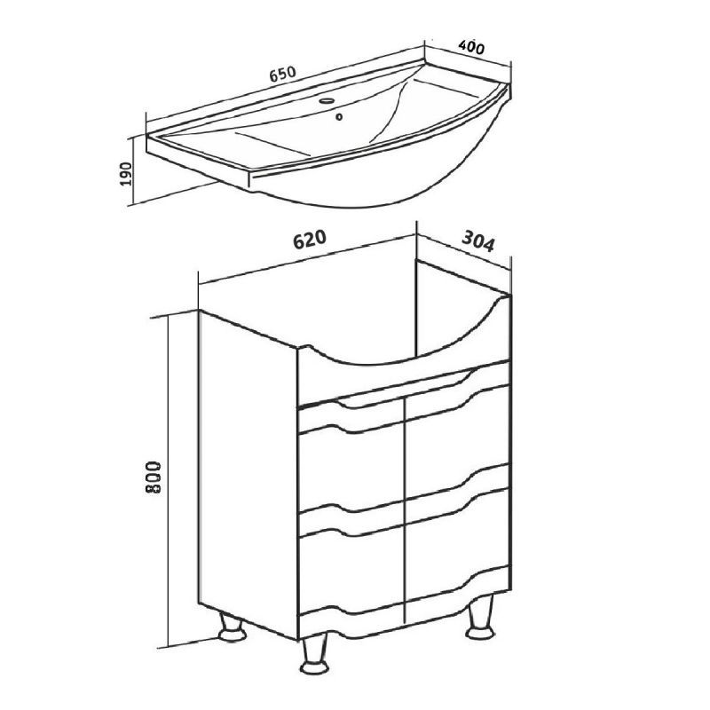 Тумба под раковину Runo Стиль 65 УТ000002338 Белая