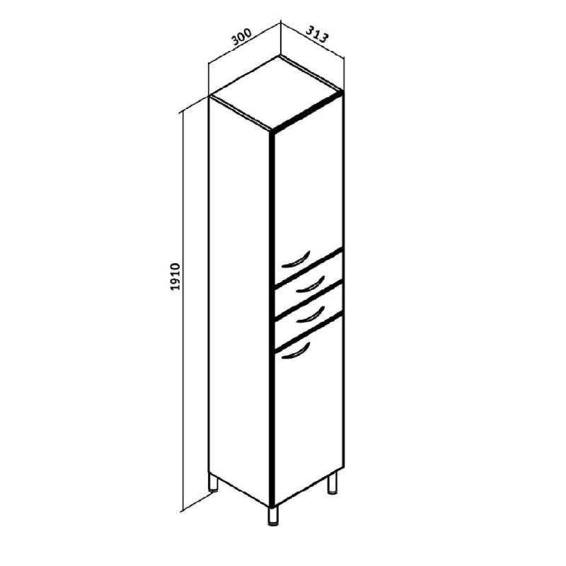 Шкаф пенал Runo Эконом 30 R 00000000125 Белый
