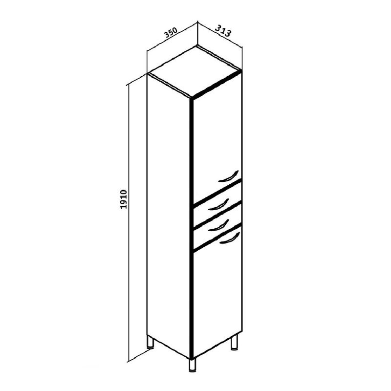 Шкаф пенал Runo Эконом 35 L 00000000127 Белый