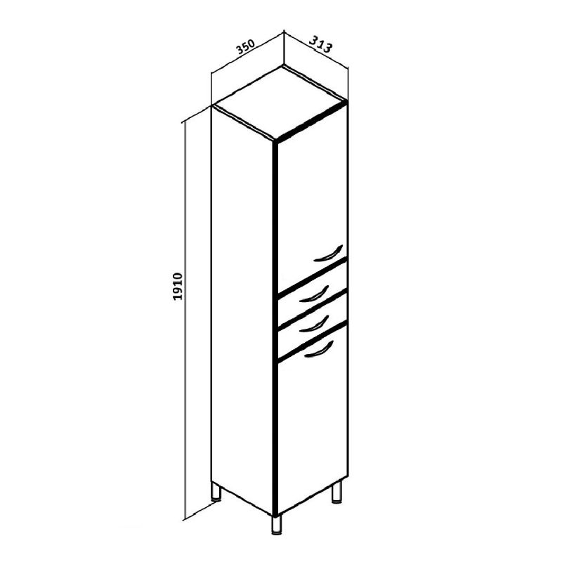 Шкаф пенал Runo Эконом 35 L 00000000128 с бельевой корзиной Белый