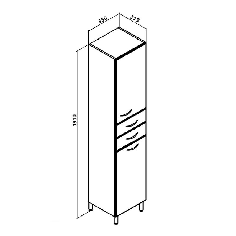 Шкаф пенал Runo Эконом 35 R 00000000130 с бельевой корзиной Белый