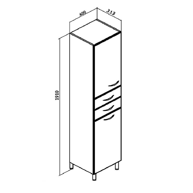 Шкаф пенал Runo Эконом 40 L 00000000132 с бельевой корзиной Белый