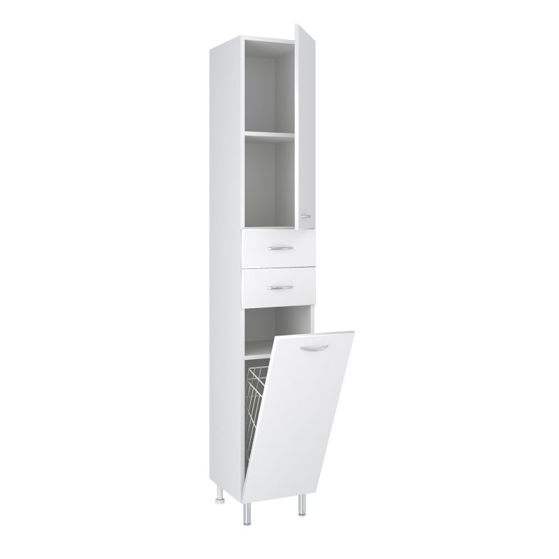 Шкаф пенал Runo Эконом 40 R 00000000134 с бельевой корзиной Белый