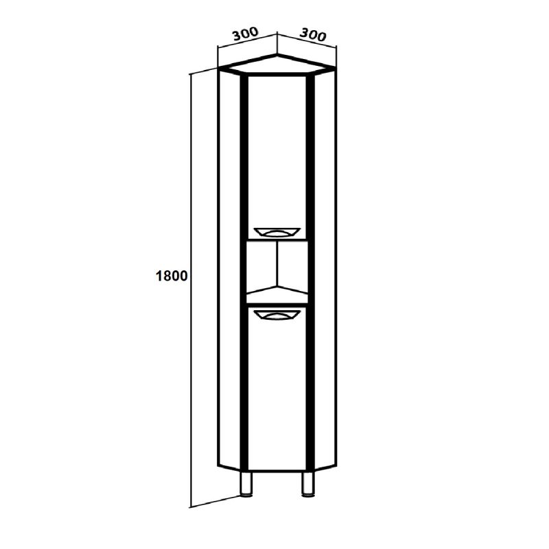 Шкаф пенал Runo Эконом 30 00000000290 угловой Белый