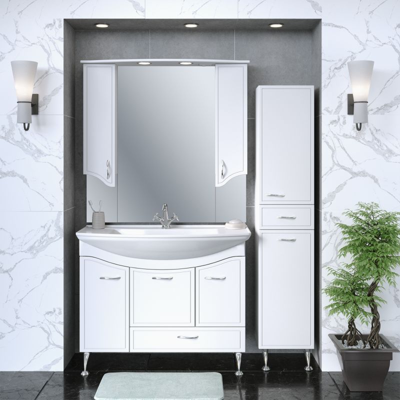 Шкаф пенал Runo Севилья 35 R 00000000601 с бельевой корзиной Белый